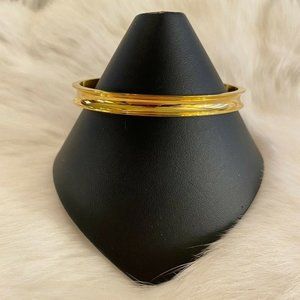 MOdernist Gold Tone Metal Concave Bangle Bracelet Open‎ Cuff 7337